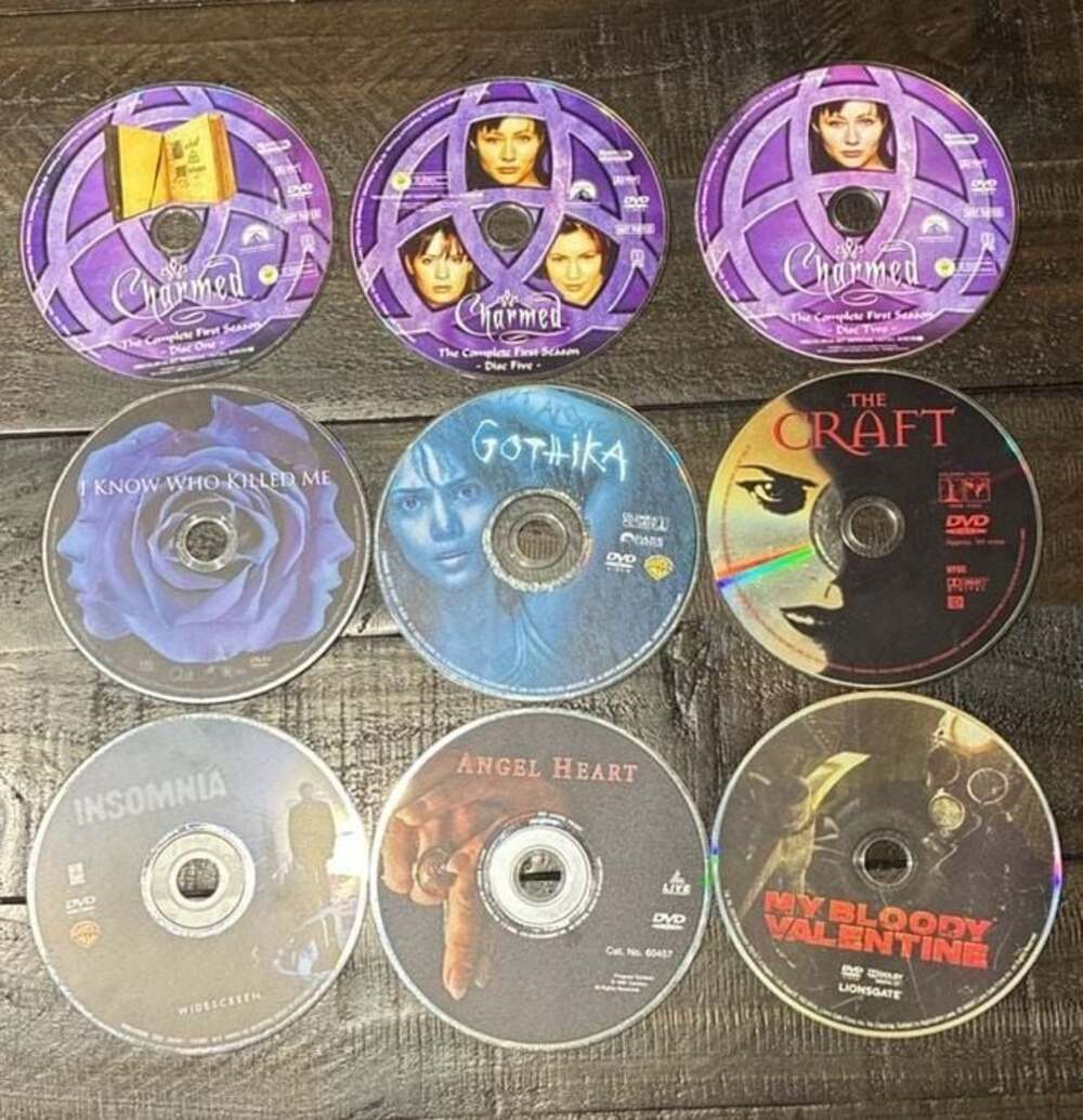 Assorted Lot of 92 Pre-owned DVD Movies, TV Series Discs, and CDs Poor Condition
